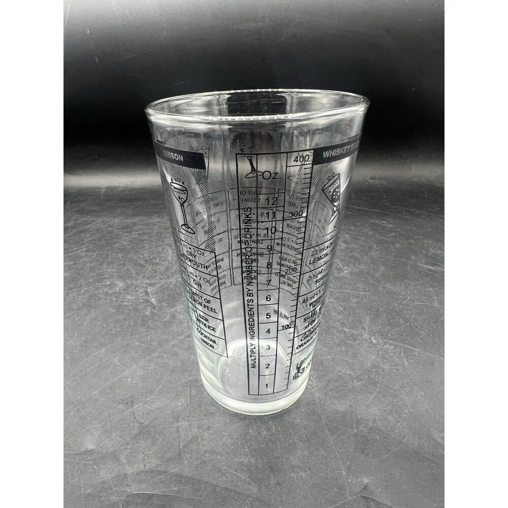 VTG Co-Rect Cocktail Recipe Mixing Glass Tumbler Barware Whiskey Martini 12oz